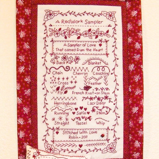 A Redwork Stitch Sampler