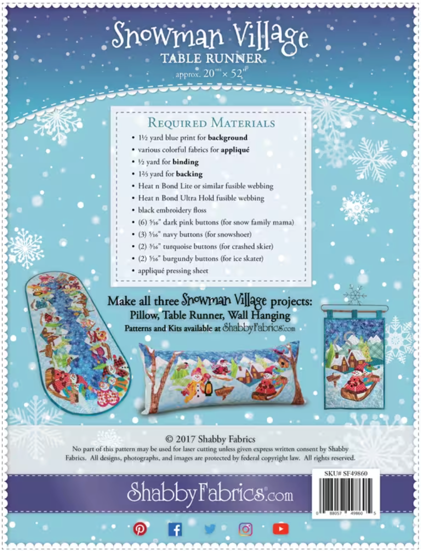 Snowman Village Series - Table Runner - Pattern