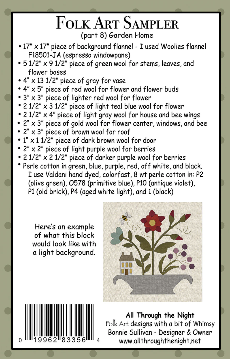 #2208 Folk Art Sampler-Garden Home