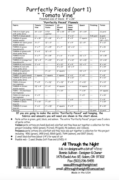 1501 - Purrfectly Pieced "Tomato Vine" (part 1)